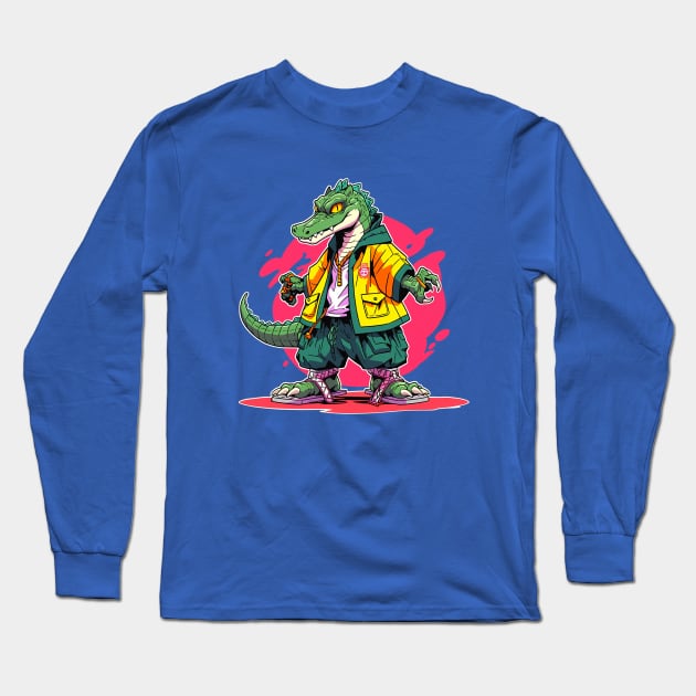 cool crocodile Long Sleeve T-Shirt by piratesnow